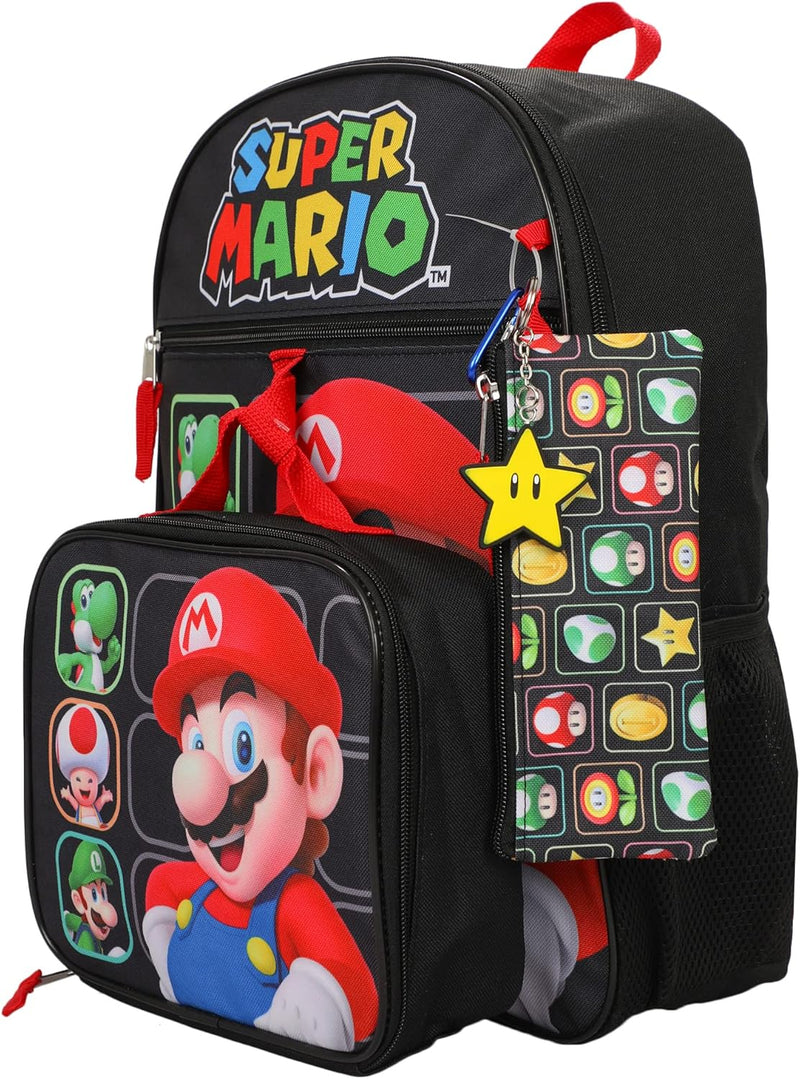 Super Mario Bros. Characters 5 Piece Kids 16" Backpack Set