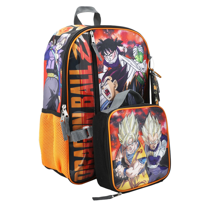 Dragon Ball Z Action Shot Kids 16" Backpack and Lunch Bag 5 Piece Set