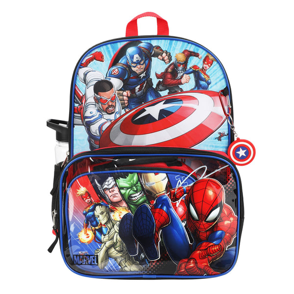 Marvel Avengers Kids 16" Backpack and Lunch Bag 5 Piece Set