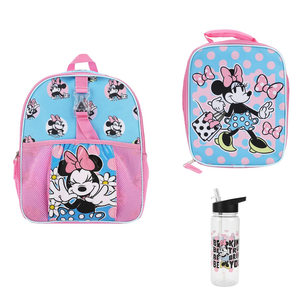 Minnie Mouse Be Kind Be True Be Brave Be You Kids 14 Backpack and Lunch Bag 4 Piece Set