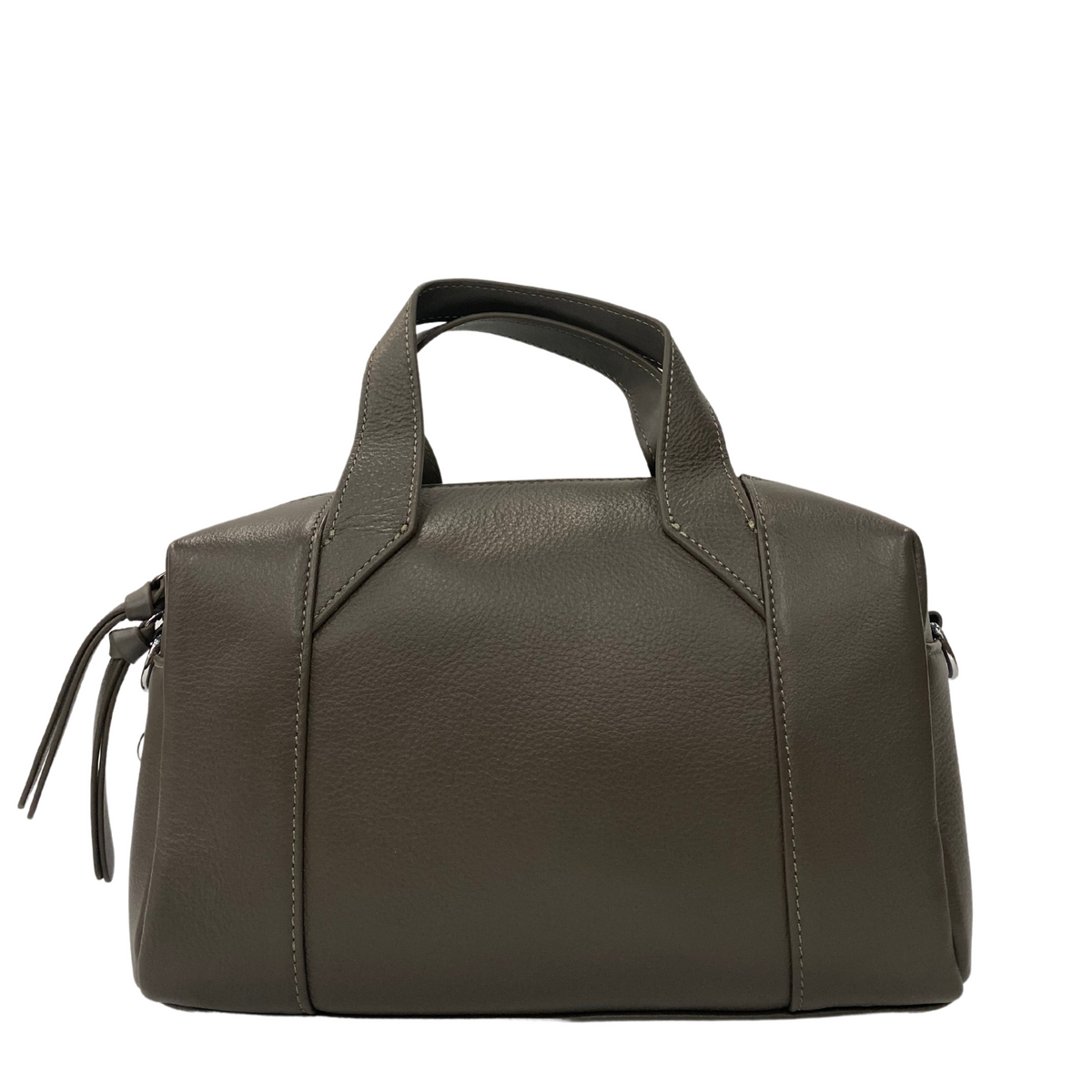 Grey leather satchel handbag online